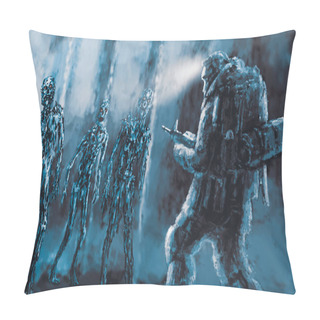 Personality  Attack Zombies Inside Tomb. Genre Of Horror. Blue Color Pillow Covers