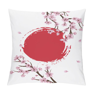 Personality  Spring Themed Banner With Sakura, Cherry Blossoms. Pillow Covers
