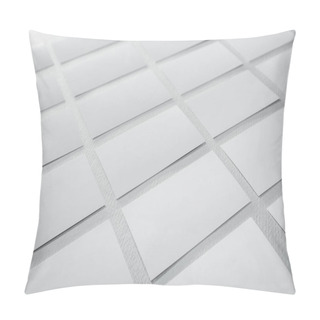 Personality  Close Up Of Blank Cards On White Background With Copy Space Pillow Covers