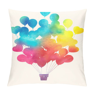 Personality  Watercolor Vintage Hot Air Balloon.Celebration Festive Backgroun Pillow Covers