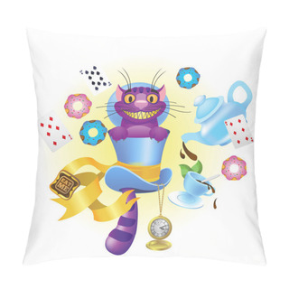 Personality  Cheshire Cat Character From The Collection Of Alice Characters In Wonderland. Pillow Covers