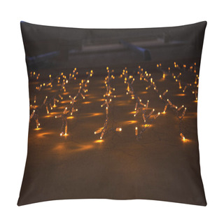 Personality  Illumination With Light Bulbs Garland On Wall In Rome, Italy Pillow Covers