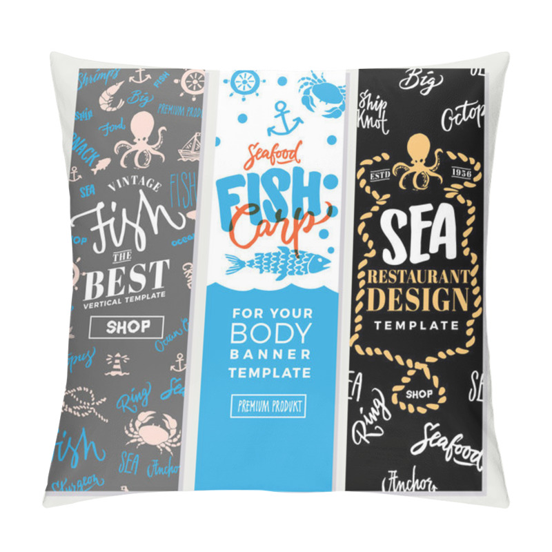 Personality  Vintage Sea Food Vertical Banners pillow covers