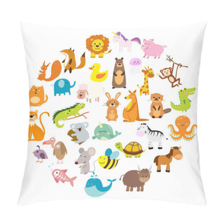 Personality  Vector Illustration Of Cute Animals And Birds Pillow Covers