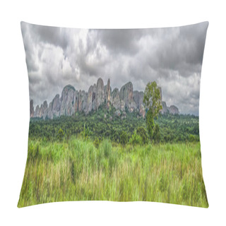 Personality  Panoramic View At The Mountains Pungo Andongo, Pedras Negras (black Stones), Huge Geologic Rock Elements, In Malange, Angola Pillow Covers