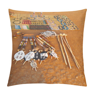 Personality  Traditional Souvenirs For Sale At Shakaland Zulu Village, South Africa Pillow Covers