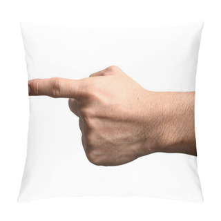 Personality  Close Up Hand Show Finger Number One Isolated On White Background With Clipping Path. More Numbers In My Portfolio. Pillow Covers