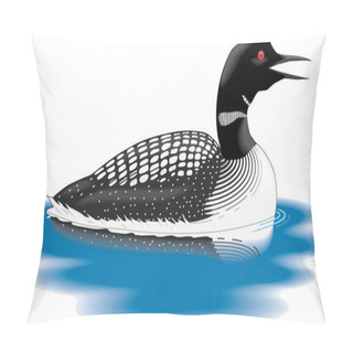 Personality  Loon On Water Vector Illustration Pillow Covers
