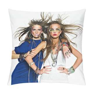 Personality  Pretty Girls With Bijouterie. Fashion Photo Pillow Covers