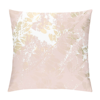 Personality  Floral Abstract Foil Gold Blush Patina Background. Chic Trendy Print With Botanical Motifs Pillow Covers