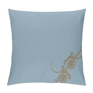 Personality  Blue Background With Brown Scroll In Corner Pillow Covers