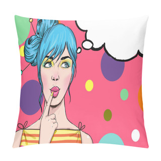 Personality  Pop Art Illustration Of Girl With The Speech Bubble.Pop Art Girl. Party Invitation. Birthday Greeting Card.Vintage Advertising Poster. Comic Woman With Speech Bubble. Sexy Disco Girl. Pillow Covers