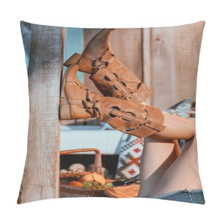 Personality  Female Legs In Hippie Brown Shoes Pillow Covers