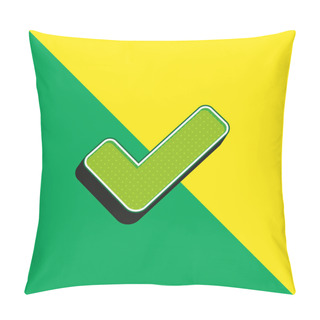 Personality  Big Check Mark Green And Yellow Modern 3d Vector Icon Logo Pillow Covers