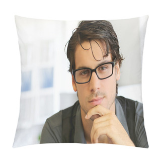 Personality  Handsome Young Man With Glasses Pillow Covers