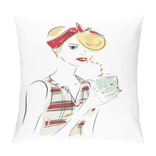 Personality  Girl In Pin Up Fashion Style Pillow Covers
