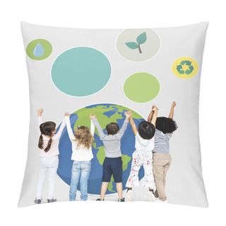 Personality  Diverse Kids Spreading Environmental Awareness Pillow Covers