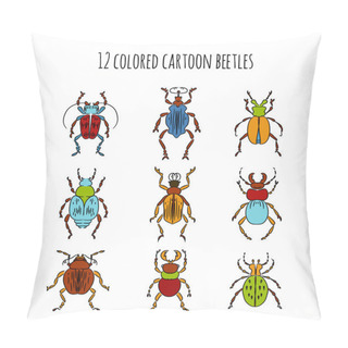 Personality  Beetles Insects - Colored Cartoon Drawing Pillow Covers