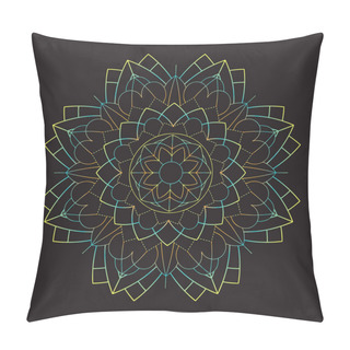 Personality  Bright Blossom Mandala With Green, Orange, And Yellow Gradient Colors Pillow Covers