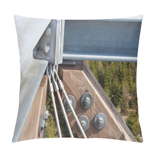 Personality  Wooden Beams With Screws In The Structure. Assembling And Connecting Wooden Beams. Detail Of Building Connections. The Construction Of The Observation Tower. Pillow Covers