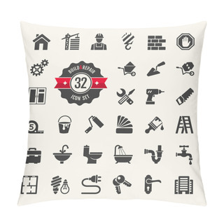 Personality  Web Icon Set - Building, Construction And Home Repair Tools Pillow Covers