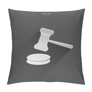Personality  Vector Hammer Judge Web Icon. Pillow Covers