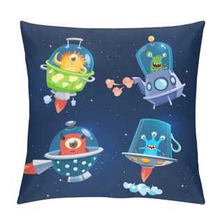 Personality  Vector Illustration Design Of Cute Cartoon Monsters In Open Space Pillow Covers