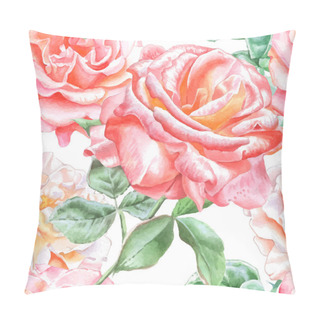 Personality  Seamless Pattern With Watercolor Roses. Pillow Covers