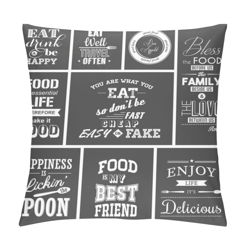 Personality  Set of vintage food typographic quotes pillow covers