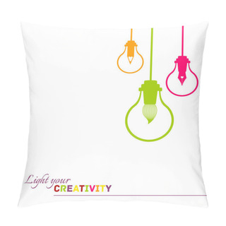 Personality  Creative Visualisation Of Light Bulbs And Graphic Design Instruments Background Vector Illustration Pillow Covers