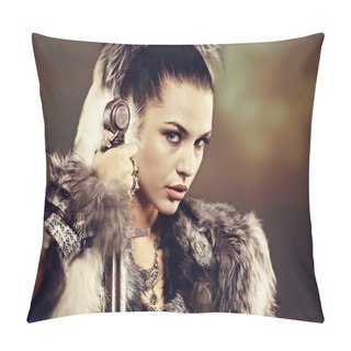 Personality  Warrior Woman. Fantasy Fashion Idea. Pillow Covers