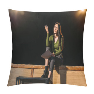 Personality  Attractive Actress Performing Role On Stage In Theatre Pillow Covers