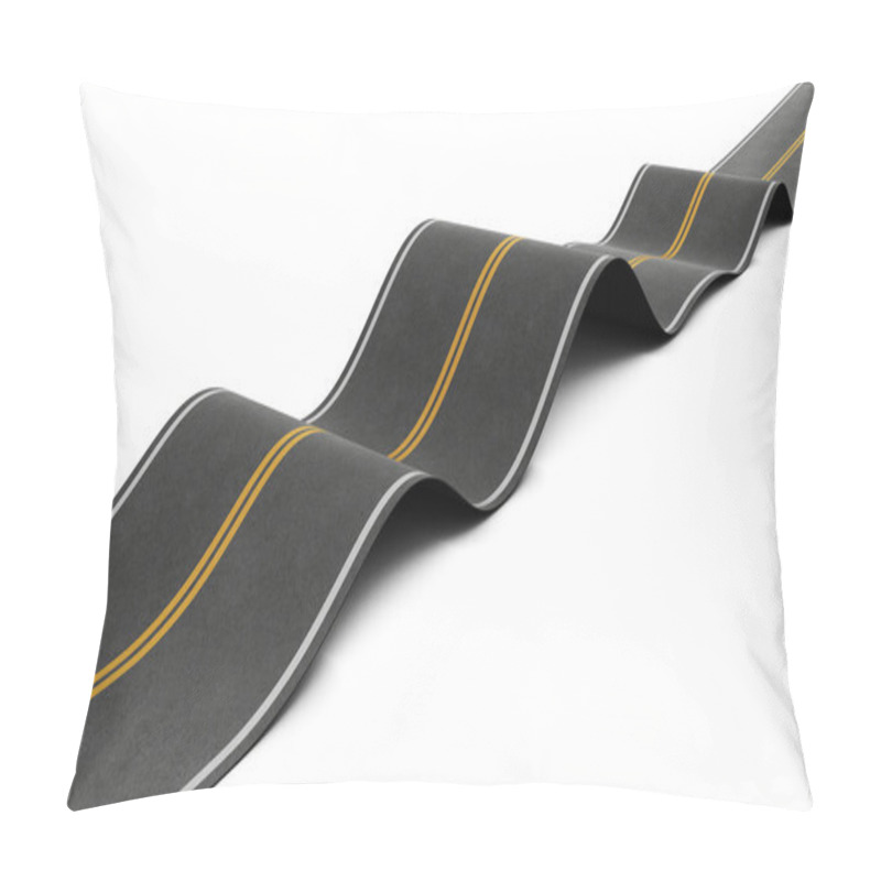 Personality  Bumpy road with ups and downs isolated on white background. 3d r pillow covers
