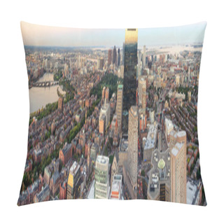 Personality  Boston, MA, USA - October 6, 2016: Boston Panoramic Top View During Sunset, Massachusetts, USA Pillow Covers