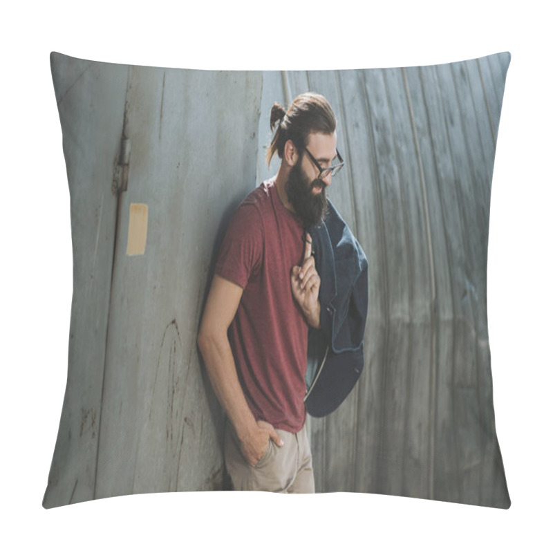 Personality  man leaning back on old hangar pillow covers