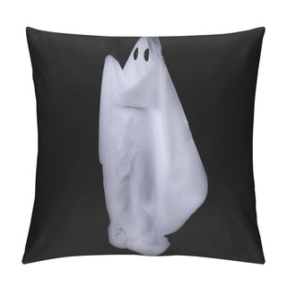Personality  Scary White Ghost At Big Eye On A Black Background For Halloween Concept Pillow Covers