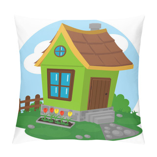 Personality  A Fabulous Vector House In Cartoon Style. Vector Illustration On The Theme Of Construction And Architecture. Pillow Covers