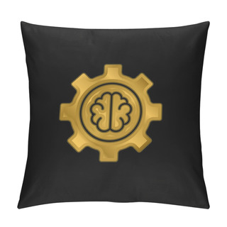 Personality  Artificial Intelligence Gold Plated Metalic Icon Or Logo Vector Pillow Covers