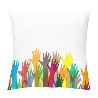 Personality  Hands Of Different Colors. Cultural And Ethnic Diversity, Vector Pillow Covers