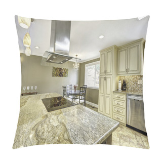 Personality  Beautiful Kitchen Island With Granite Top, Built-in Stove And Ho Pillow Covers