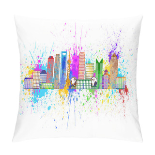 Personality  Shanghai City Skyline Splatter Color Illustration Pillow Covers
