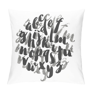 Personality Hand Drawn Watercolor Alphabet Made With Brush-shades And Smears Pillow Covers