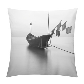Personality  The Fishing Boat In Black And White At Kon Ao Beach, Rayong, Tha Pillow Covers