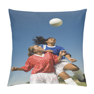 Personality  Girls Shoving For Soccer Header Pillow Covers