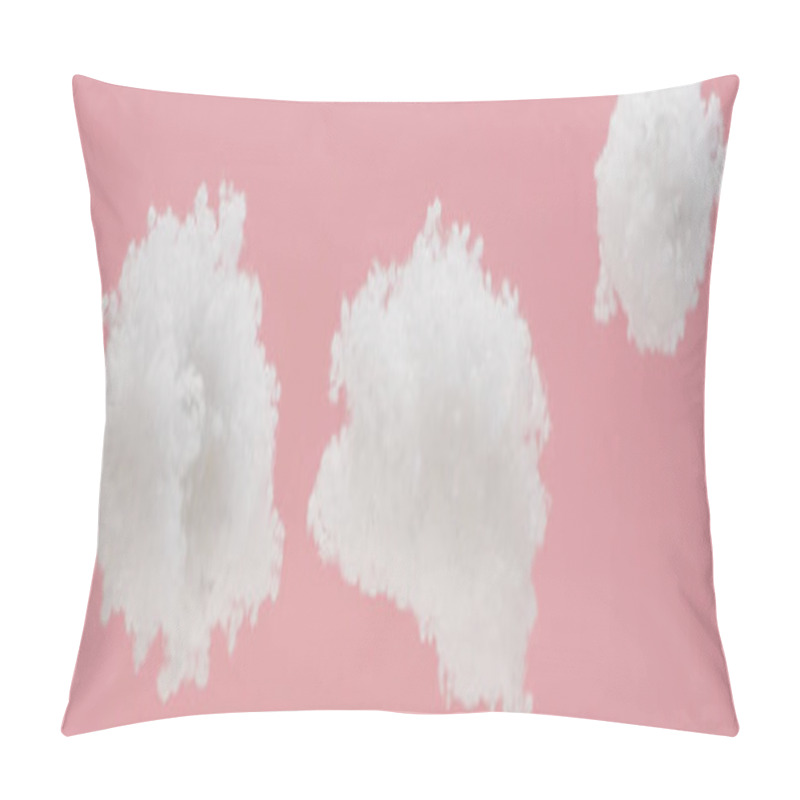 Personality  white fluffy clouds made of cotton wool isolated on pink, panoramic shot pillow covers
