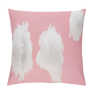 Personality  White Fluffy Clouds Made Of Cotton Wool Isolated On Pink, Panoramic Shot Pillow Covers