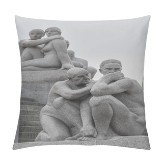 Personality  Statues In Vigeland Park In Oslo Pillow Covers