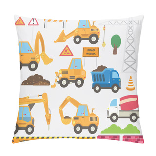 Personality  Cute Construction Transportation Set. Perfect For Invitations, Blog, Web Design, Graphic Design,embroidery, Scrapbooking, Scrapbook Elements, Papers, Card Making, Stationery, Paper Crafts And So Much More! Pillow Covers