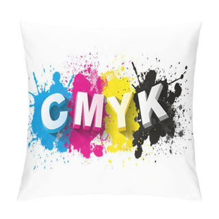 Personality  3d CMYK Letters With Paint Splash Background Pillow Covers