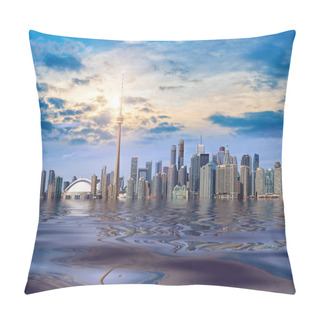 Personality  Concept Of The Flood In Ontario Lake In Toronto Due To Disastrous Consequences Of Global Warming And Climate Change Pillow Covers